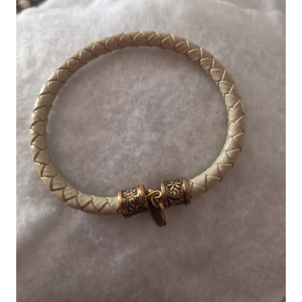 Alex & Ani Indie tan braided leather wrap bracelet vintage 66